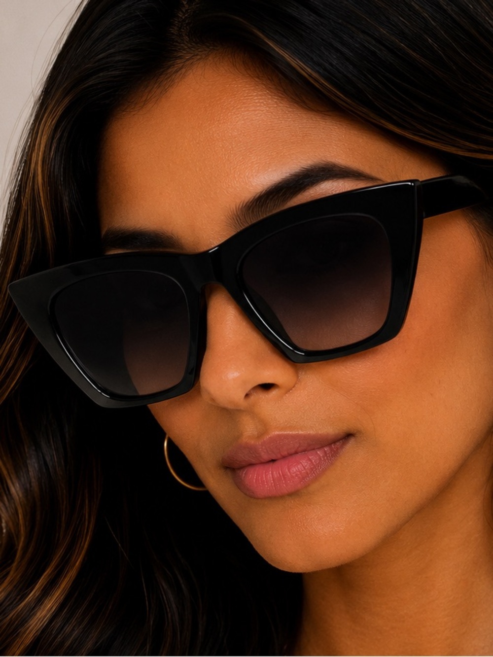Classic Black Cat Eye Sunglasses Women’s Oversized Chic Shades NWOT